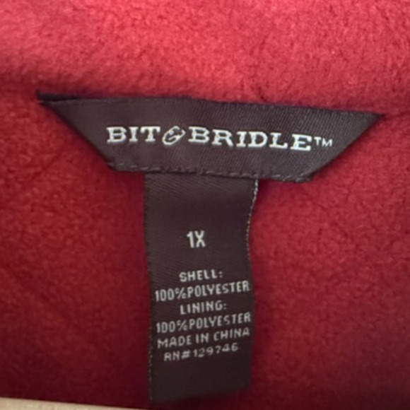 Women's Riding Vest Quilted Bit & Bridle Brick Red 1X Equestrian Wear - Picture 3 of 6